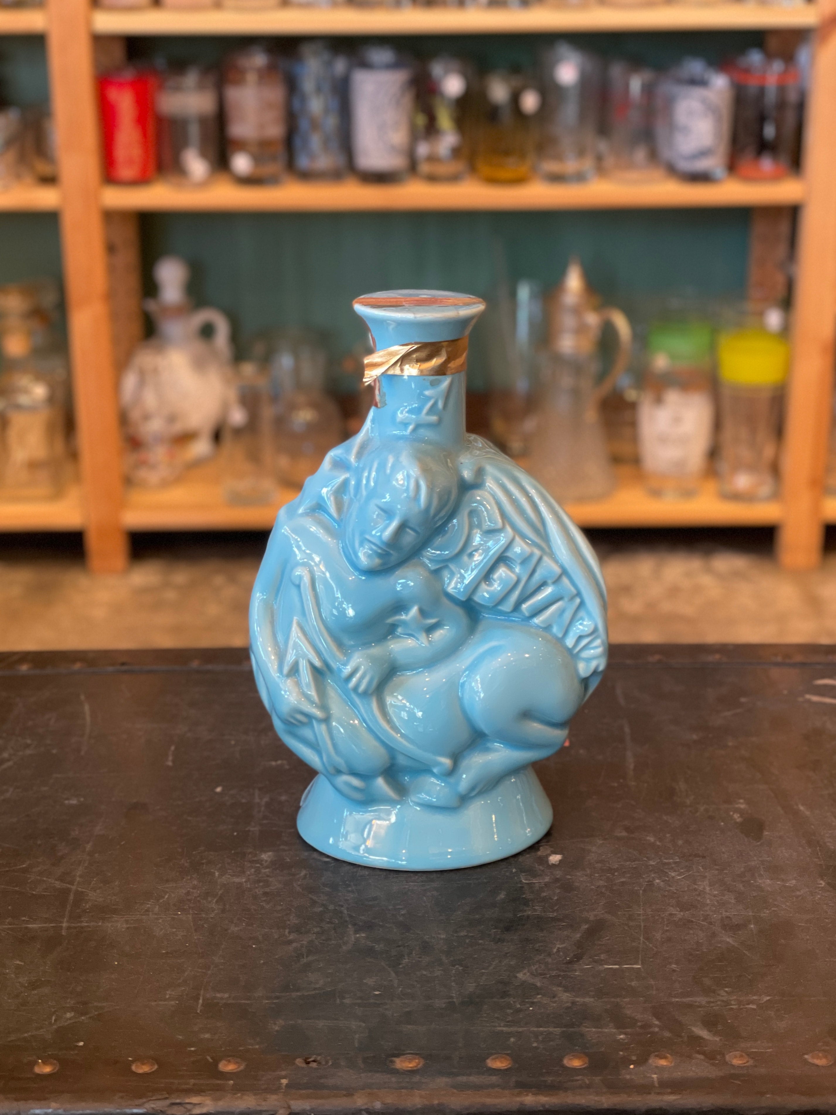 Vintage Zodiac Rare Antique Sagittarius Gemini Ceramic Decanter