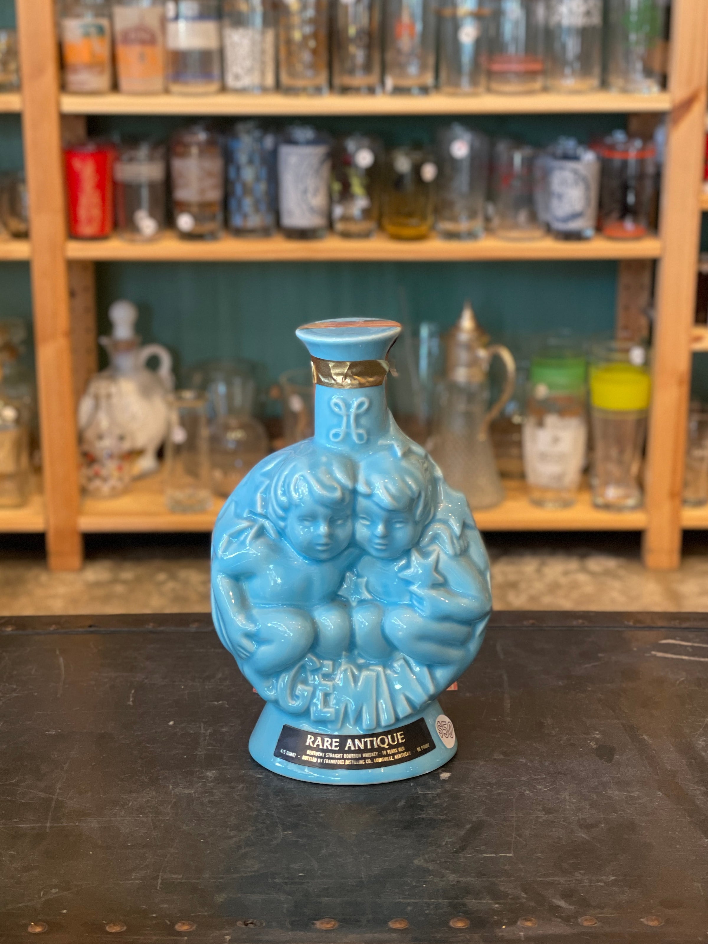 Vintage Zodiac Rare Antique Sagittarius Gemini Ceramic Decanter